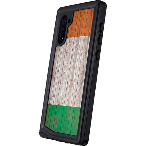 Ireland Flag Dark Wood Galaxy Note 10 Waterproof Case
