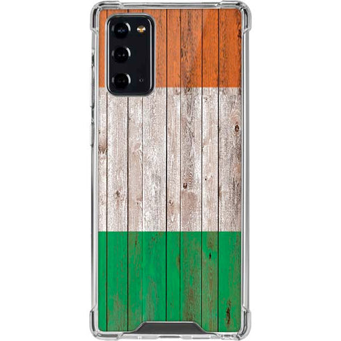 Ireland Flag Dark Wood Galaxy Note20 5G Clear Case
