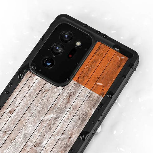 Ireland Flag Dark Wood Galaxy Note20 Ultra 5G Waterproof Case