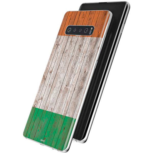 Ireland Flag Dark Wood Galaxy S10 Skin