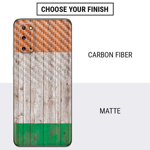 Ireland Flag Dark Wood Galaxy S20 Skin