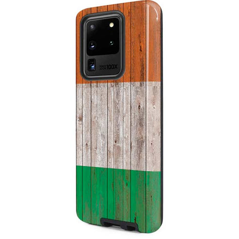 Ireland Flag Dark Wood Galaxy S20 Ultra 5G Pro Case