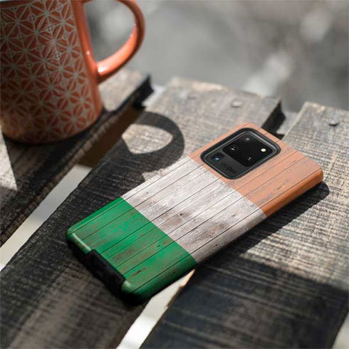 Ireland Flag Dark Wood Galaxy S20 Ultra 5G Pro Case