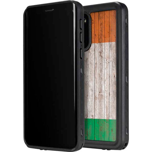 Ireland Flag Dark Wood Galaxy S20 Waterproof Case
