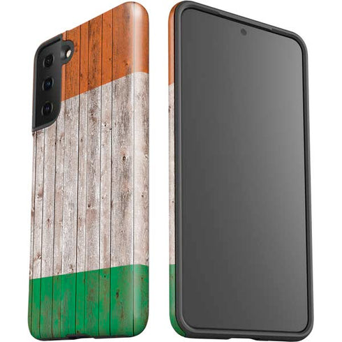 Ireland Flag Dark Wood Galaxy S21 FE Pro Case