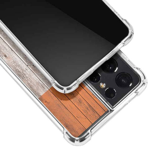 Ireland Flag Dark Wood Galaxy S21 Ultra 5G Clear Case