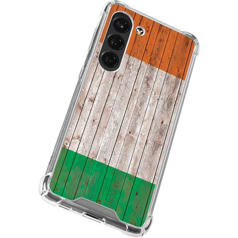 Ireland Flag Dark Wood Galaxy S23 Clear Case