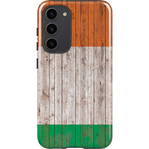 Ireland Flag Dark Wood Galaxy S23 Plus Pro Case