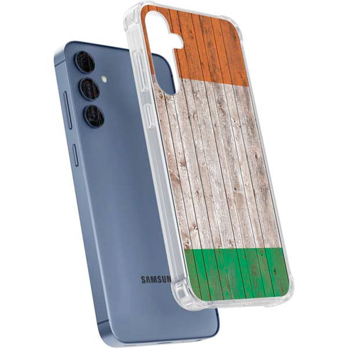 Ireland Flag Dark Wood Galaxy S24 Clear Case