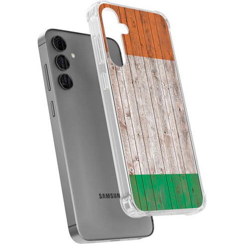 Ireland Flag Dark Wood Galaxy S24 Plus Clear Case
