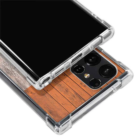 Ireland Flag Dark Wood Galaxy S24 Ultra Clear Case