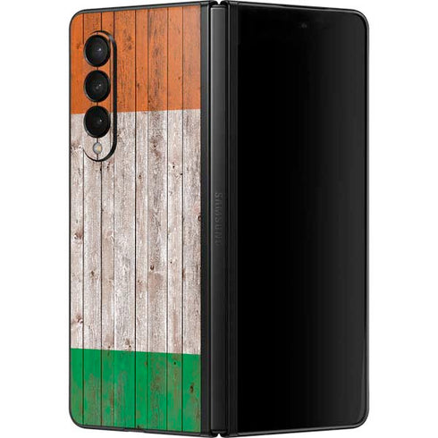 Ireland Flag Dark Wood Galaxy Z Fold3 5G Skin