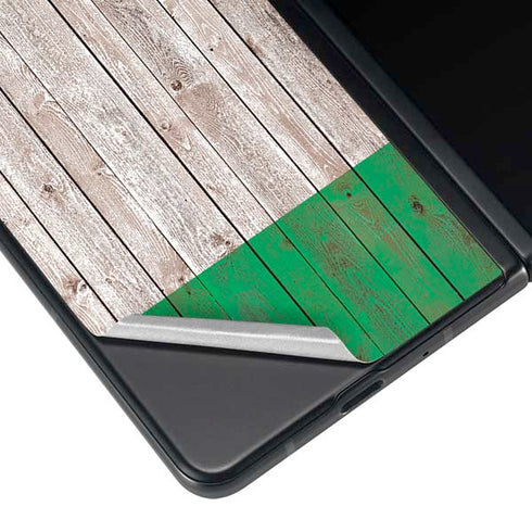 Ireland Flag Dark Wood Galaxy Z Fold3 5G Skin