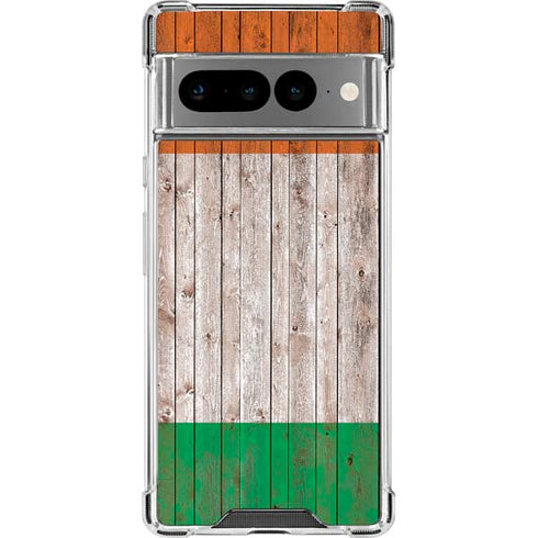 Ireland Flag Dark Wood Google Pixel 7 Pro Clear Case