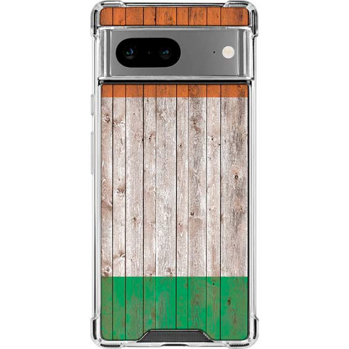 Ireland Flag Dark Wood Google Pixel 8 Clear Case