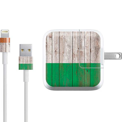 Ireland Flag Dark Wood iPad Charger (10W USB) Skin
