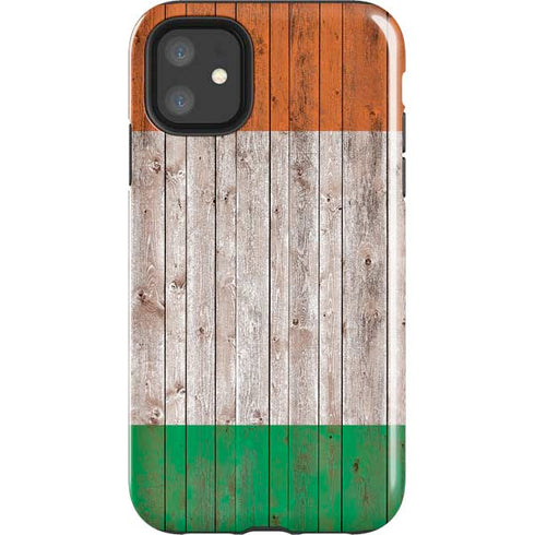 Ireland Flag Dark Wood iPhone 11 Impact Case