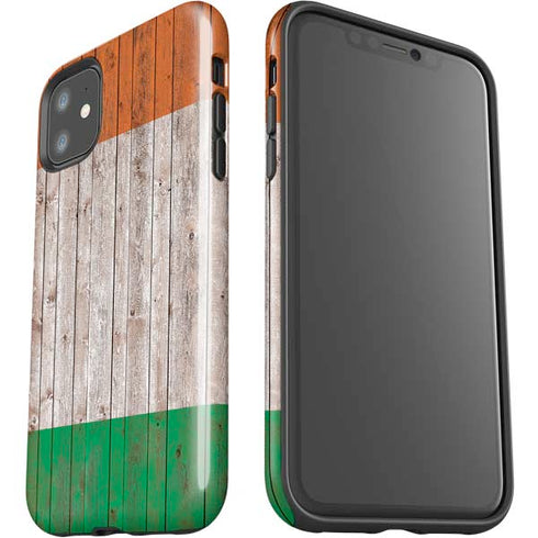 Ireland Flag Dark Wood iPhone 11 Impact Case