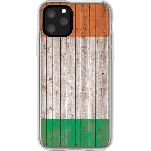 Ireland Flag Dark Wood iPhone 11 Pro Clear Case