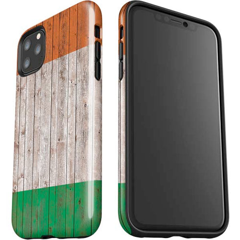 Ireland Flag Dark Wood iPhone 11 Pro Max Impact Case