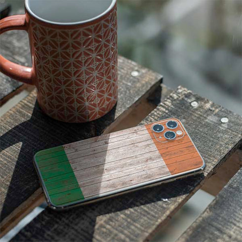 Ireland Flag Dark Wood iPhone 11 Pro Max Skin
