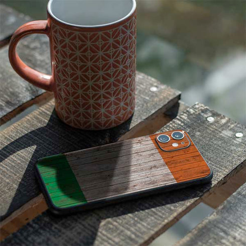 Ireland Flag Dark Wood iPhone 11 Skin