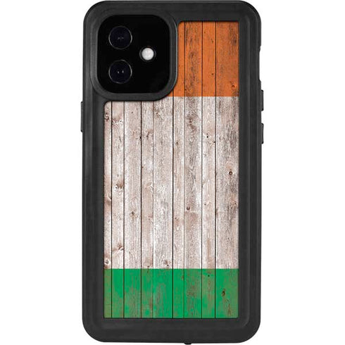 Ireland Flag Dark Wood iPhone 12 Mini Waterproof Case