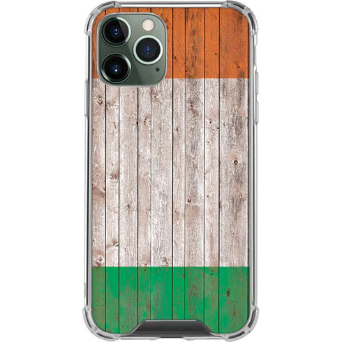 Ireland Flag Dark Wood iPhone 12 Pro Clear Case