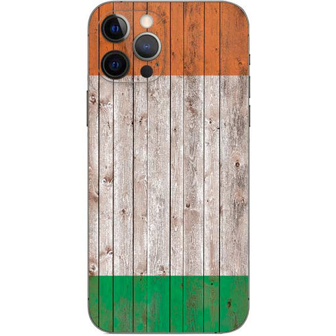Ireland Flag Dark Wood iPhone 12 Pro Skin