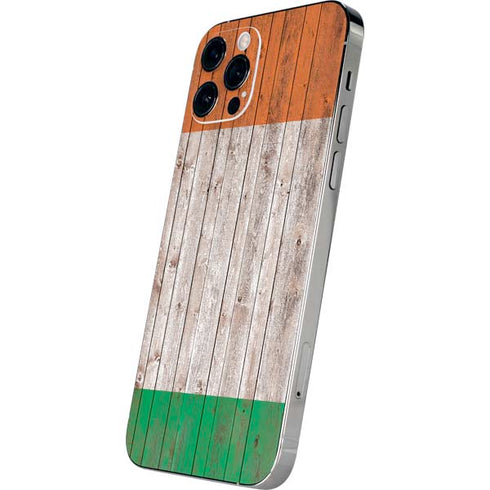 Ireland Flag Dark Wood iPhone 12 Pro Skin