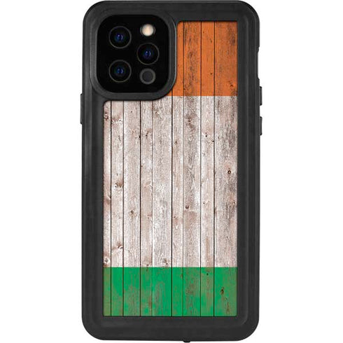 Ireland Flag Dark Wood iPhone 12 Pro Waterproof Case