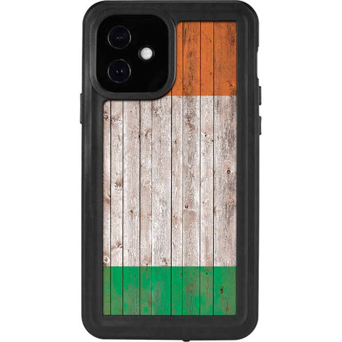 Ireland Flag Dark Wood iPhone 12 Waterproof Case
