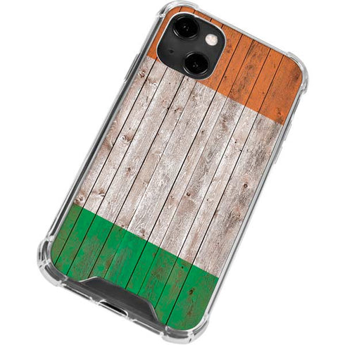 Ireland Flag Dark Wood iPhone 14 Clear Case