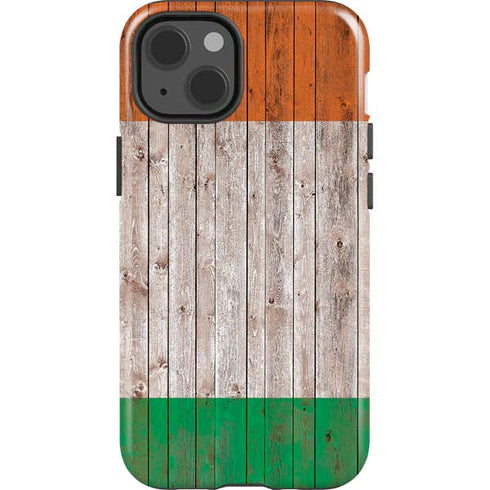 Ireland Flag Dark Wood iPhone 15 Impact Case