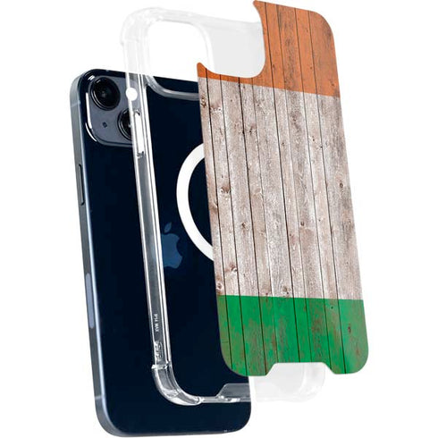 Ireland Flag Dark Wood iPhone 15 Plus MagSafe Case