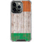 Ireland Flag Dark Wood iPhone 14 Pro Clear Case