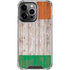 Ireland Flag Dark Wood iPhone 14 Pro Clear Case