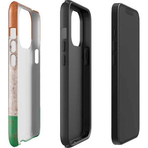 Ireland Flag Dark Wood iPhone 14 Pro Impact Case