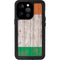 Ireland Flag Dark Wood iPhone 14 Pro Waterproof Case