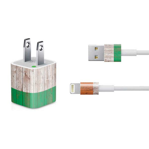 Ireland Flag Dark Wood iPhone Charger (5W USB) Skin