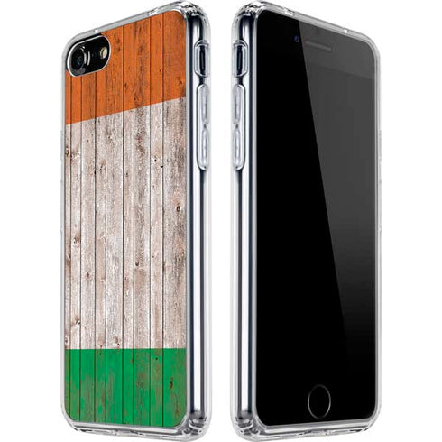 Ireland Flag Dark Wood iPhone SE (2nd & 3rd Gen) Clear Case