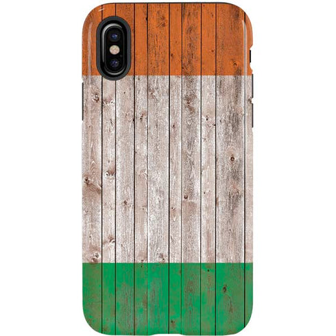 Ireland Flag Dark Wood iPhone XS Pro Case