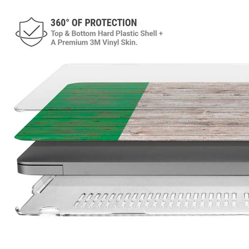 Ireland Flag Dark Wood MacBook Pro 16in (2021-25) Case plus Skin