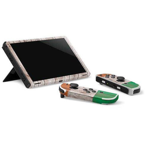 Ireland Flag Dark Wood Nintendo Switch OLED (2021) Skin