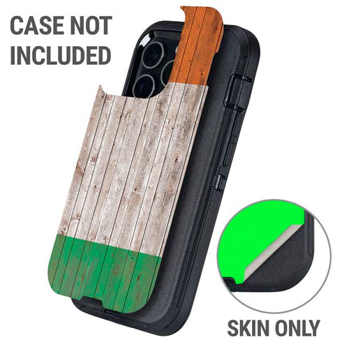 Ireland Flag Dark Wood Otterbox Defender iPhone Skin