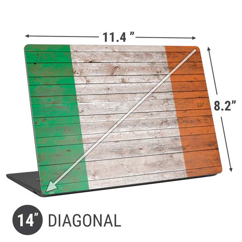 Ireland Flag Dark Wood Universal Laptop 14in (11.4 x 8.2in) Skin
