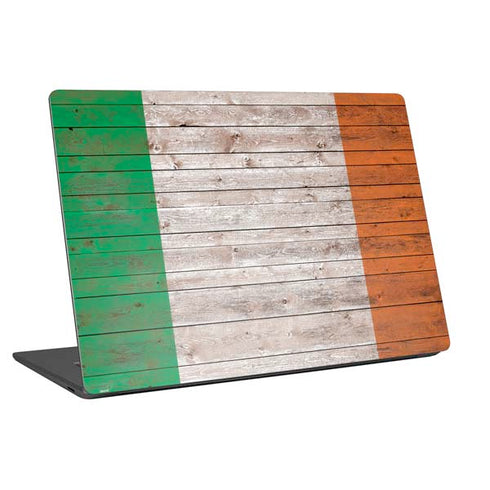 Ireland Flag Dark Wood Universal Laptop 18in (14.6 x 10.6in) Skin