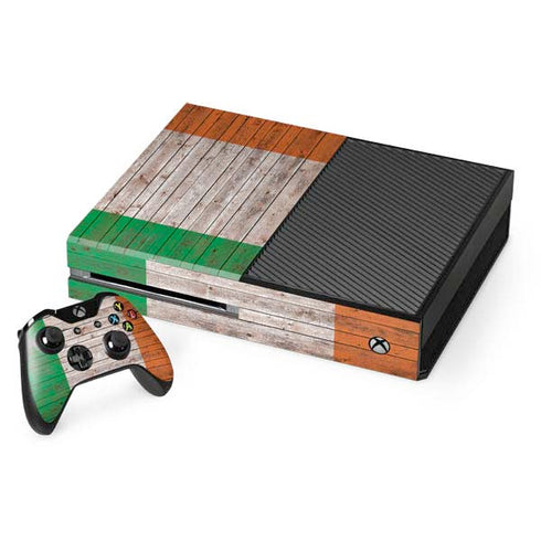 Ireland Flag Dark Wood Xbox One Console and Controller Bundle Skin