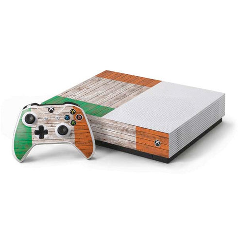 Ireland Flag Dark Wood Xbox One S All-Digital Edition Bundle Skin