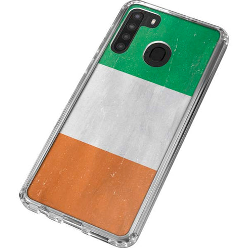Ireland Flag Distressed Galaxy A21 Clear Case